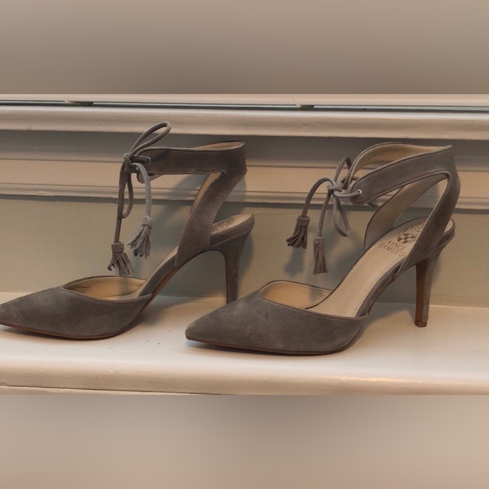 Grey Suede Vince Camuto heels, worn once!